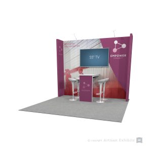 10 x 10 Wall System with Peninsula Table Meeting Area