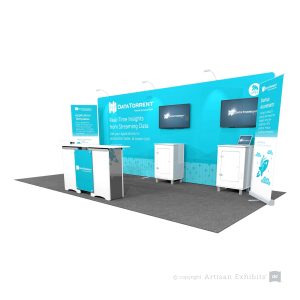 10x20 Modular Exhibit with 40" TV Workstations