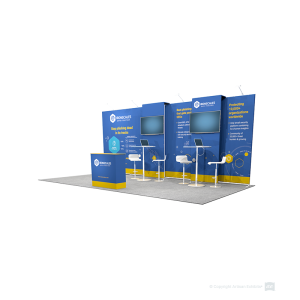 10x20 Tubular Fabric Display with TV Kiosks