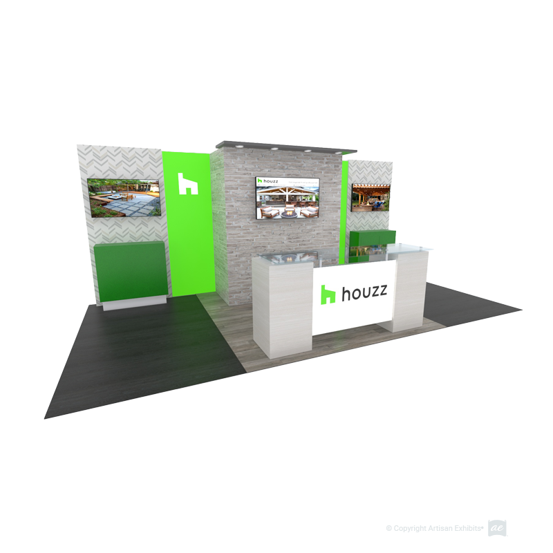 10x20 Custom Laminate Exhibit with Interior Design Aesthetics and Backlit Sections