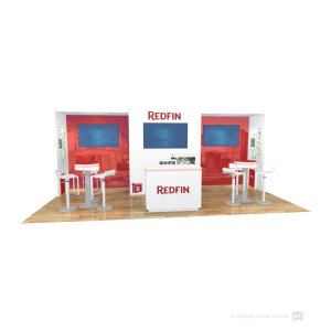 10x20 Exhibit with 3 Large Presentation TVs and Storage Closet Area